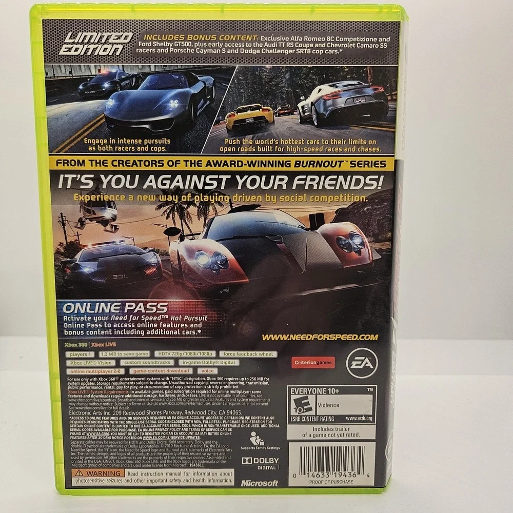 Need‎ for Speed Hot Pursuit Limited Edition Xbox 360 Complete EA Racing